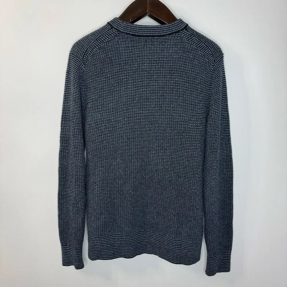 Banana Republic Mens Adrano Striped Italian Wool Blend Sweater Preppy Navy L
